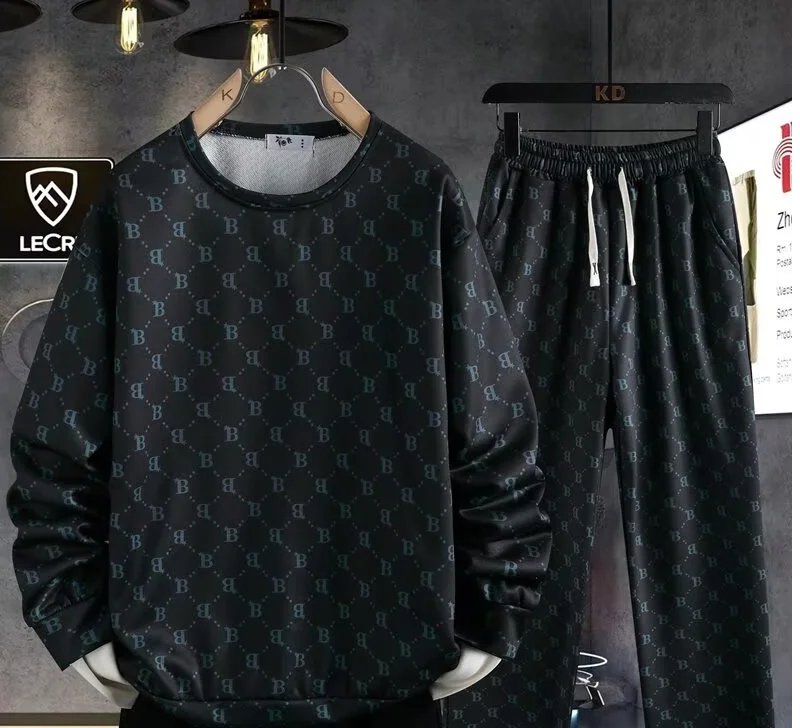 

Модный повседневный мужской комплект Y2K 2025 года, увеличенная осенняя толстовка с капюшоном и брюки, комплект из двух предметов: толстовка + брюки, спортивный костюм