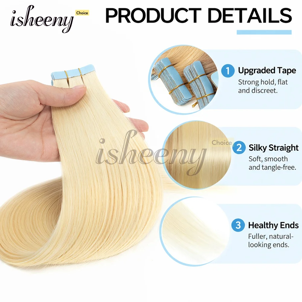 Invisible Tape in Human Hair Extensions Natural Straight Machine Remy Hair Easy To Wear for Women 20pcs/pack 30G Salon Quality