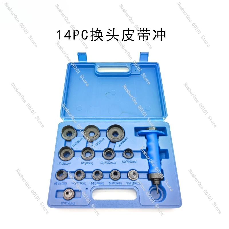 

14PCS High Carbon Steel Leather Punch Set, Interchangeable Round Belt Hole Punch DIY Tools Plastic Box Pack