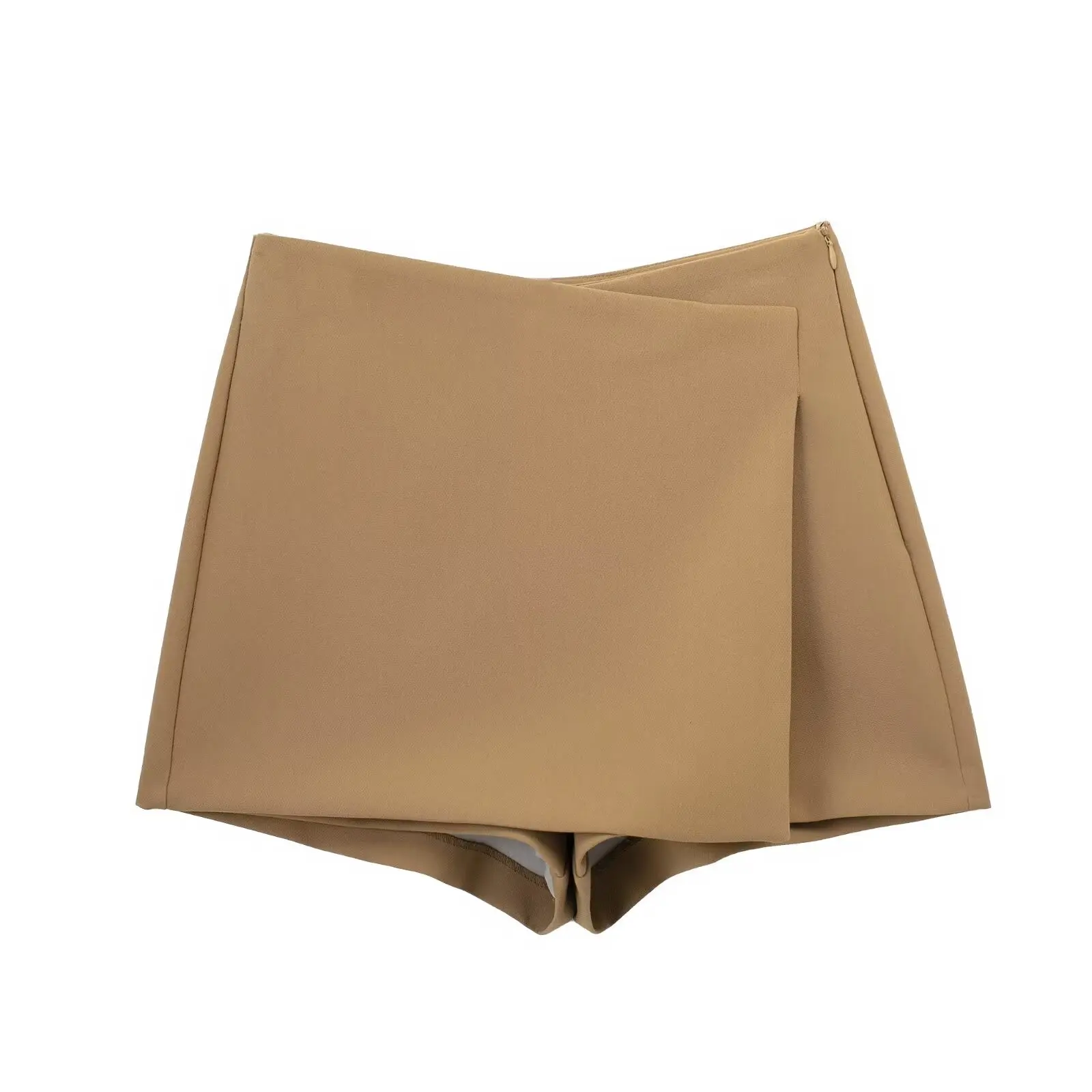 New Women Fashion Candy Color Asymmetrical Shorts Skirts Lady Zipper Fly Pockets Hot Shorts Chic Pantalone