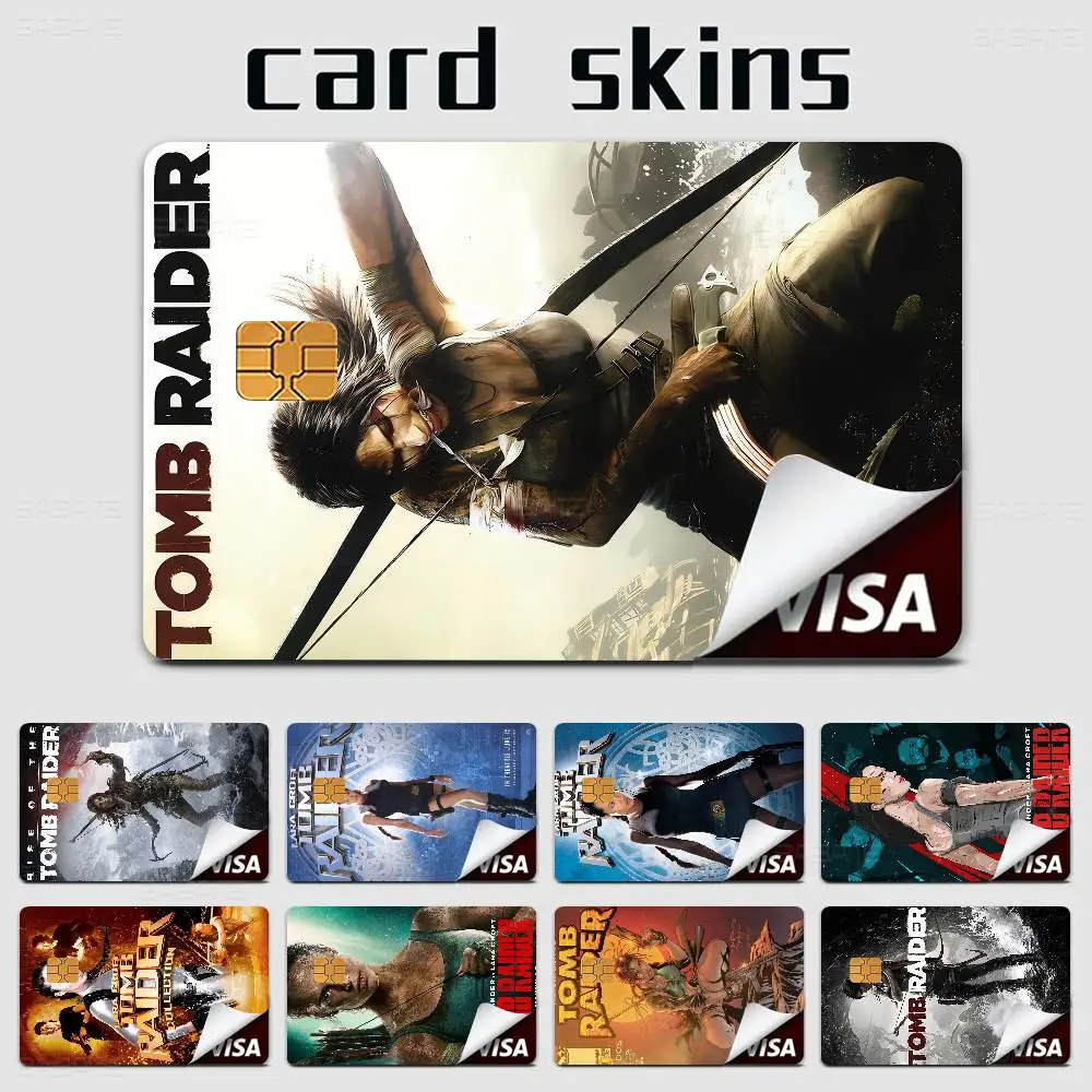 Lara Croft Tomb Raider Various Anime Bank Credit Cards Bus Pass Stickers Decoration Waterproof Stickers Collection Toys Gifts