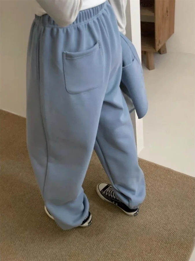 Pantalones de pierna ancha informales con forro de Fce para mujer, conjunto de dos piezas holgado y adelgazante de invierno, pantalones de corte recto versátiles