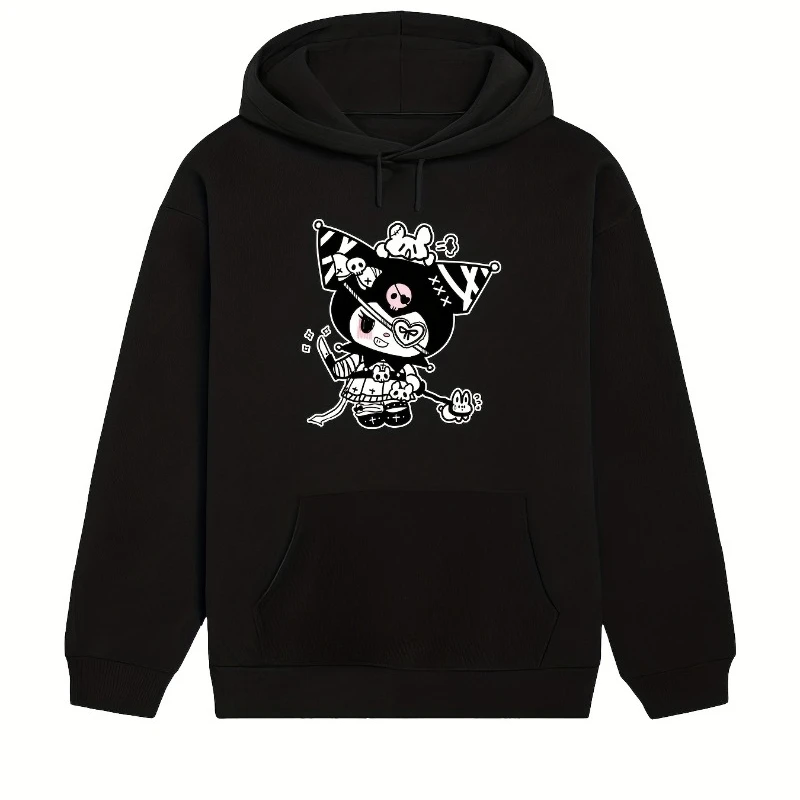 

Милый темный узор Куроми, модная и удобная женская толстовка с круглым вырезом | Мягкий бежевый пуловер, милый мультяшный принт