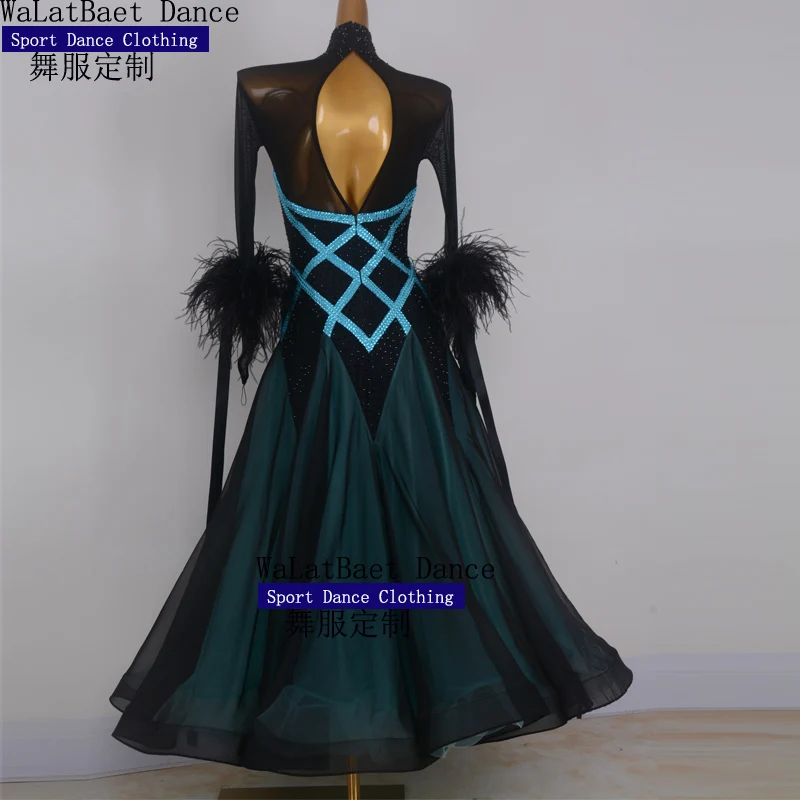 Free Customized Ballroom Dance Dresses Women New Style Sexy Back Tango Flamenco Modren Waltz Ballroom Competition Dancing Dress