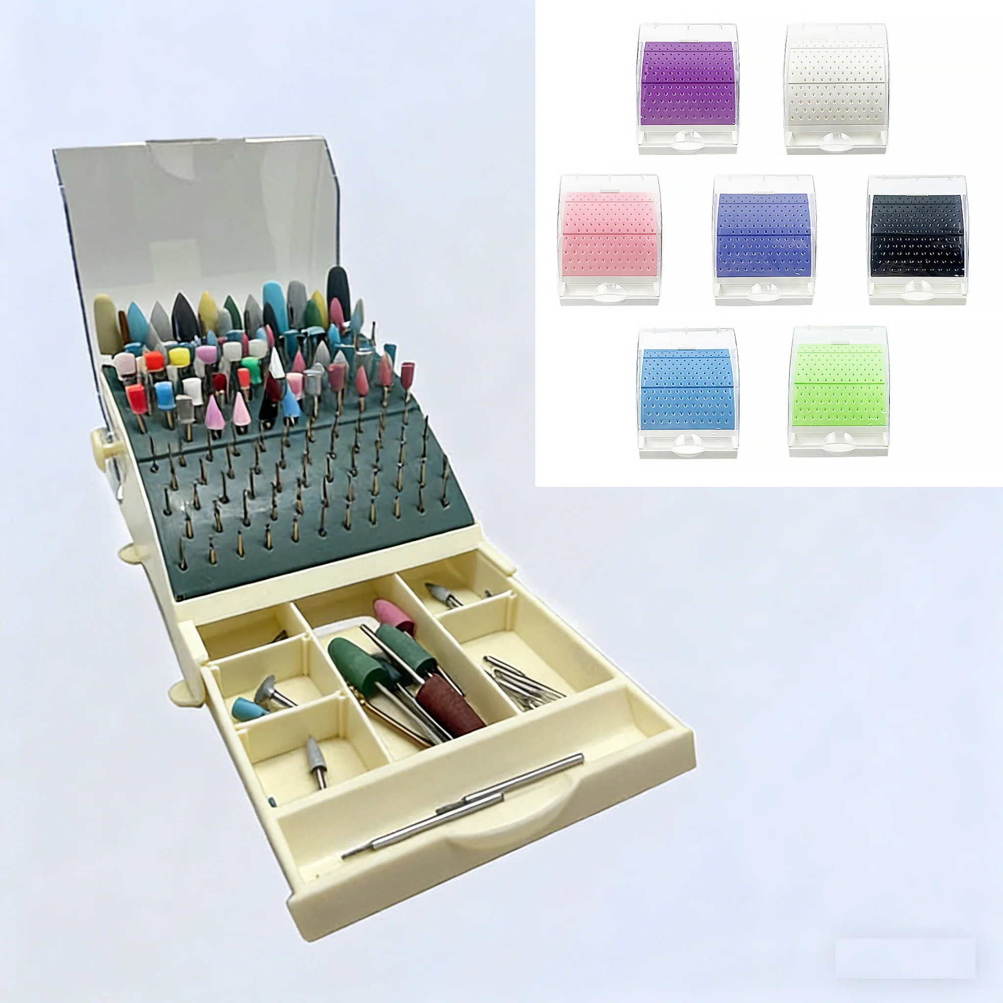 142 Holes Dental Bur Holder With Dust Cover And Pull-Out Drawer Bur Drill Stand Block Sterilizer Case Disinfection Box