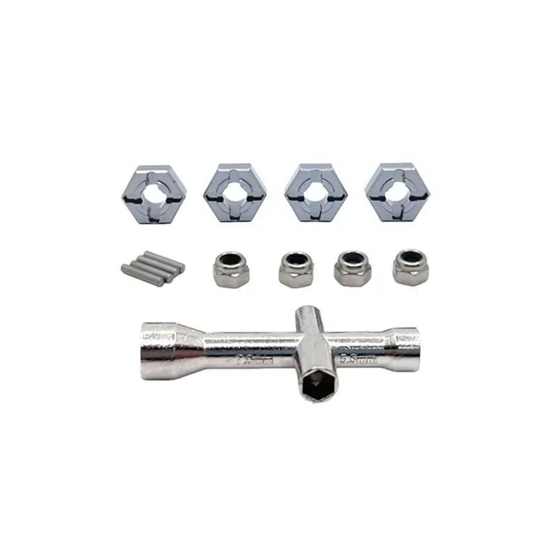 MJX 1/14 1/16 및 SCY 1/16의 RC 자동차에 적합한 금속 예비 부품. 업그레이드 너트, 슬리브, 12mm 어댑터