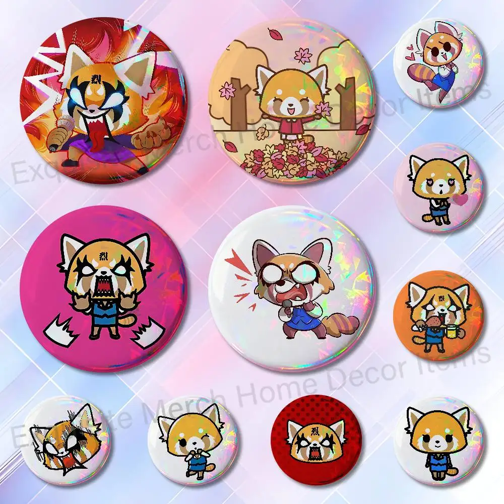 Fur collar fox A-Aggretsukos-S Badges Round Nijigen Otaku Culture IP peripheral products 58mm 44mm 32mm 75mm 25mm Mini