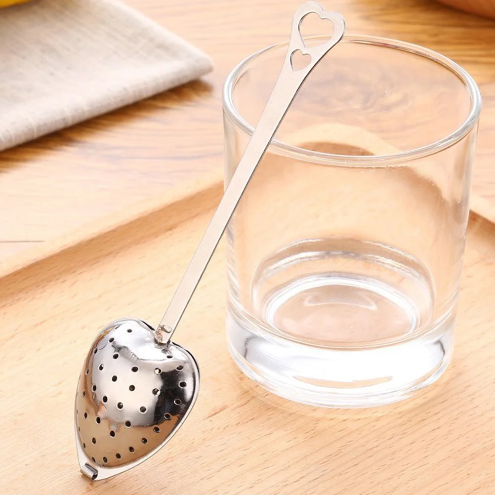 

10Pcs Stainless Steel Handled Heart Shaped Tea Infuser Long Grip Mesh Strainer for Loose Leaf Tea Brewing Tool