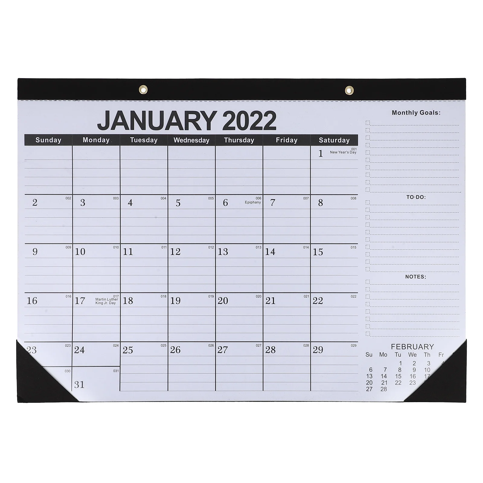 

1Pcs 2022 Wall Calendar English Notepad Design Clear Date Labels Chic Decorative Paper Calendar for Daily Planning Home Office