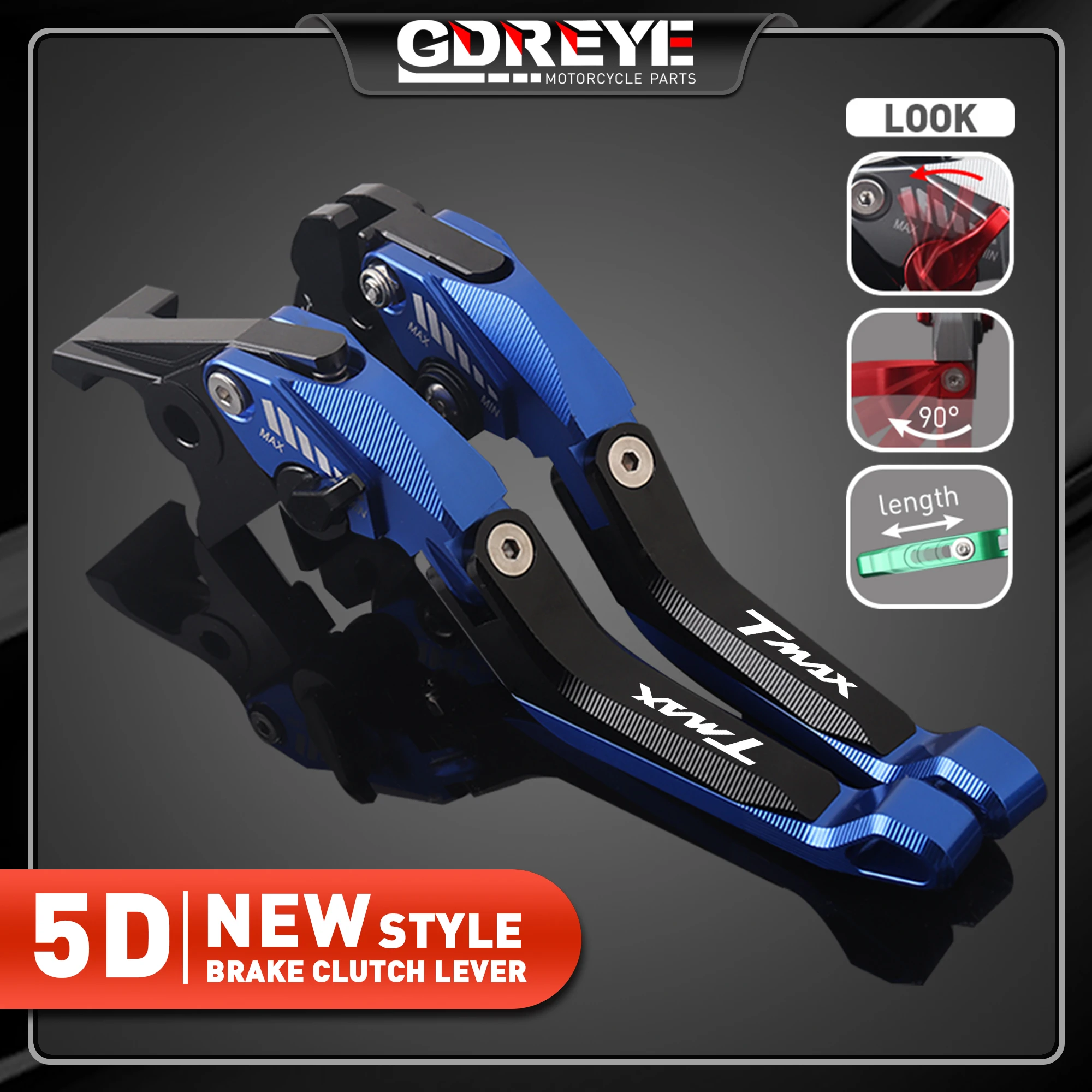 

For YAMAHA TMAX 530 SX/DX TMAX 560 Motorcycle TMAX560 5D CNC Aluminum Adjustable Foldable Extending Brakes Clutch Lever set