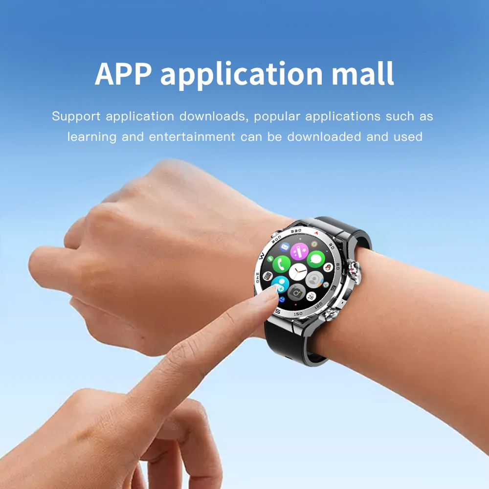 NEW Android Smart Watch 4G SIM Card 1.43'' AMOLED Screen GPS WIFI Side Camera Video Call Google Play Smartwatch