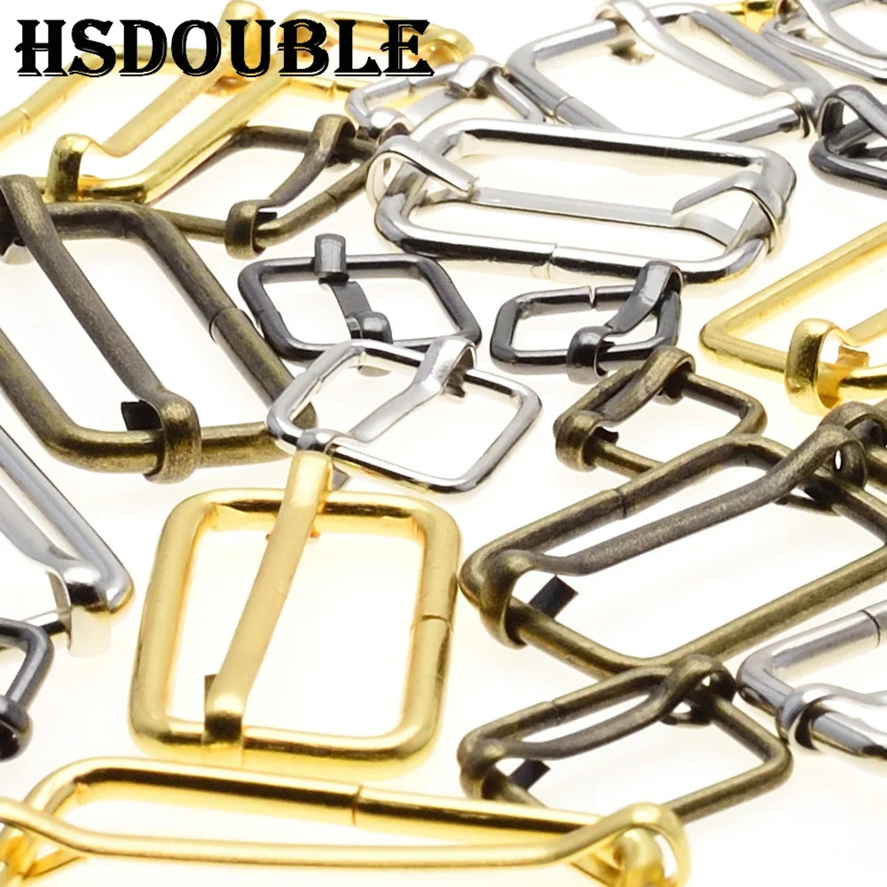 10 Pcs/Pack Metal Slides Tri-Glides Wire-Formed Roller Pin Buckles Strap Slider Adjuster Buckles