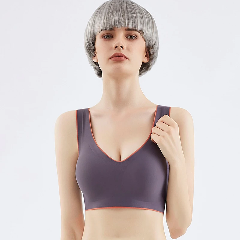 Sujetadores de seda de hielo para mujer, ropa interior Sexy sin aros, Push Up, cobertura completa, transpirable, sin costuras, Bralette acolchado inalámbrico