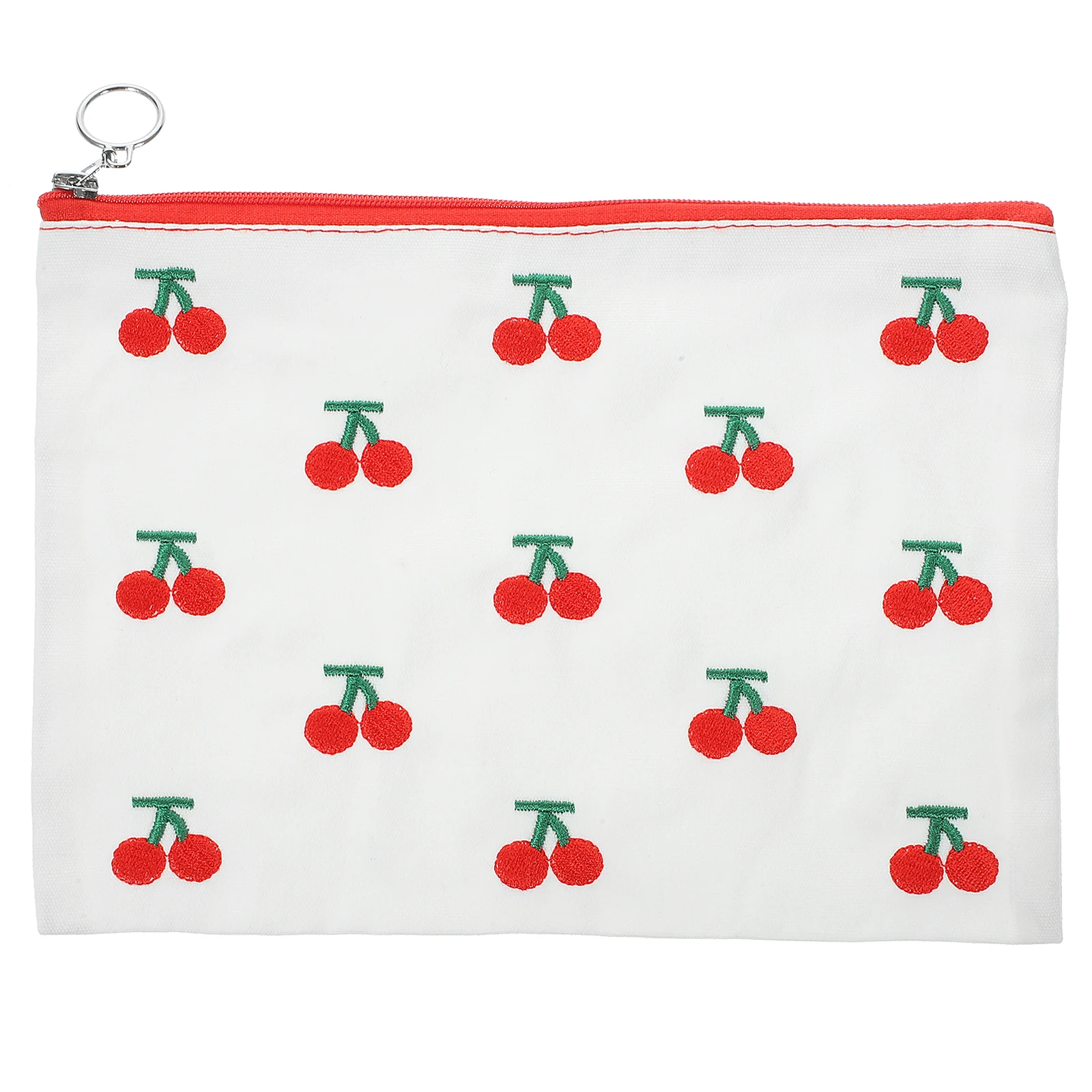 

Cherry Embroidered Bag Women Makeup Bags Clutch Red Portable Handbag Organizer Travel Pouch Coin Storage Zippered Bags