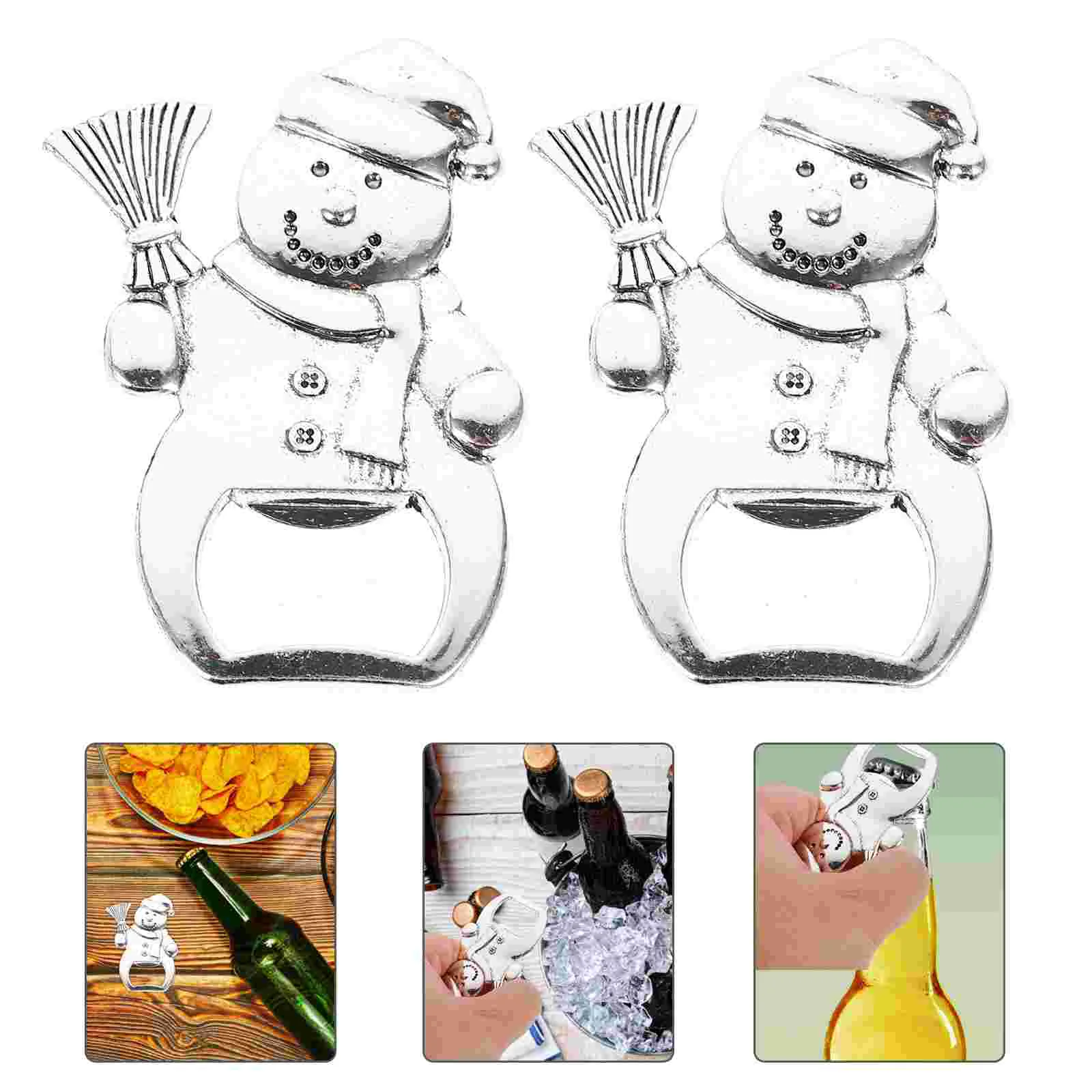 Abrebotellas creativo para fiesta de Navidad, banquete, muñeco de nieve, cerveza, cóctel, levantador para Bar en casa, 2 uds.