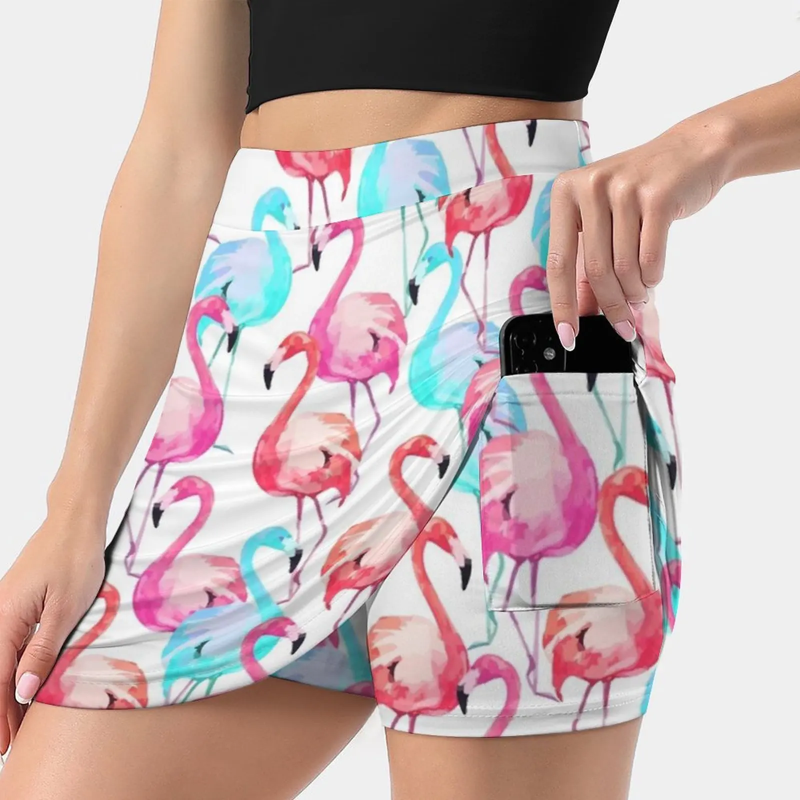 

Flamingo , Flamingos Pattern , Print , Tropical , Bird , Women's skirt Y2K Summer Clothes 2022 Kpop Style Trouser Skirt With