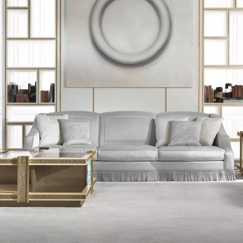 &Furniture Wheidon Sofa Couch Designer Fringed Sofa Armchair in Velvet for Living Room Luxury Home Club - view 6