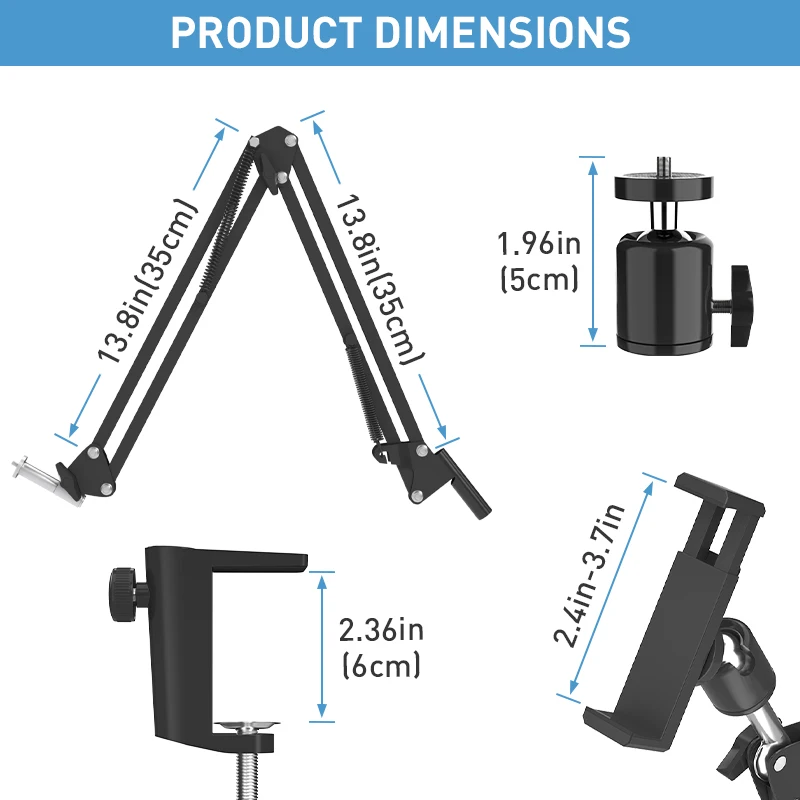 Cell Phone Holder Flexible Goose Neck Type Stand 360° Rotation Long Arm Desk Bracket Mobile Clamp For Ring Light,Mic,Shoot Video