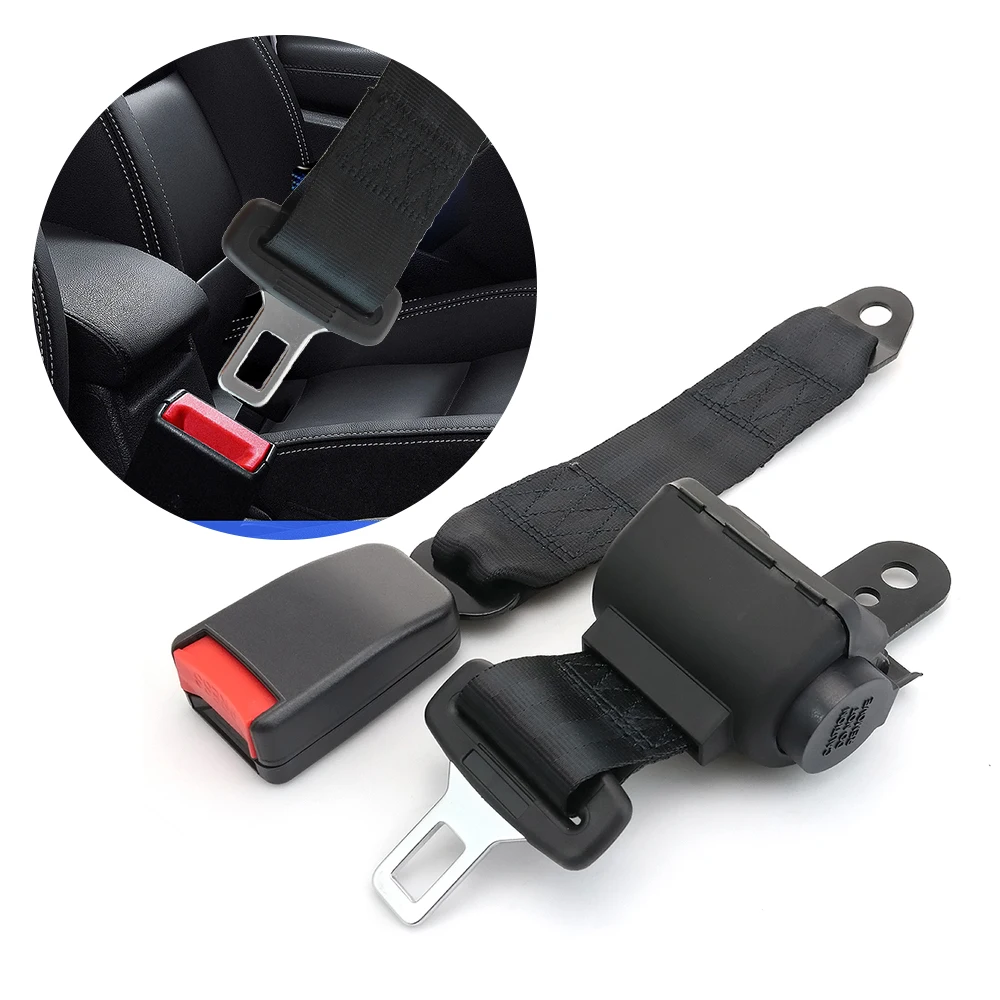 New Stretchable 1.4 Meter 2 Points Black Car Seat Belt Universal Hot Sale Buckle Safety Auto Accessories OEM Factory Bus Truck