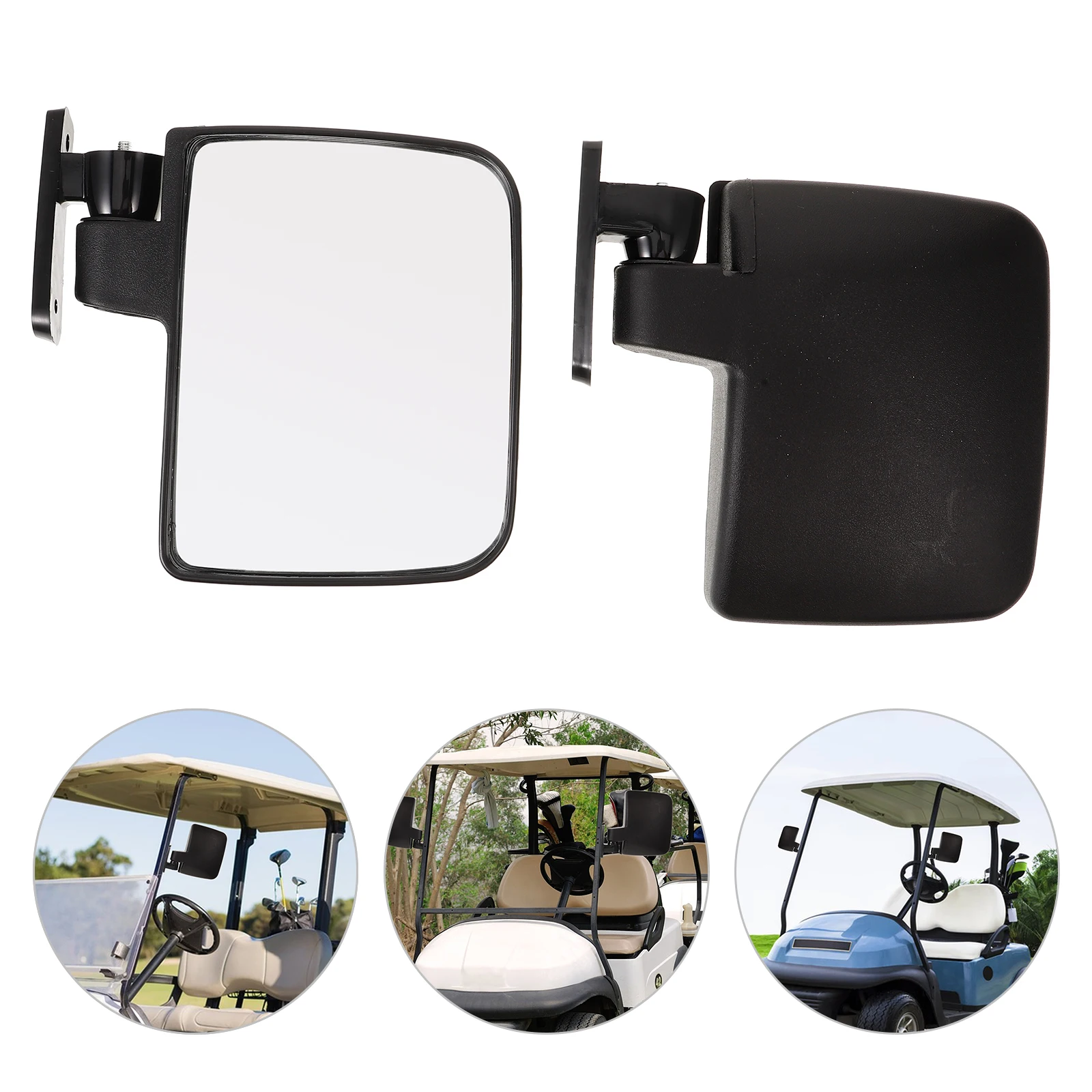 

1 Pair Golf Cart Mirror Replacement Sturdy Plastic Rearview Mirror Universal Fit Durable Easy Install Accessory For Most Golf