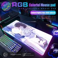 Pretty Girl Columbina Mouse Pad RGB Gaming Mouse Pad Desk Mat HD Gamer Large LED Light XXL Genshin Impact 900x400 Mouse Pad