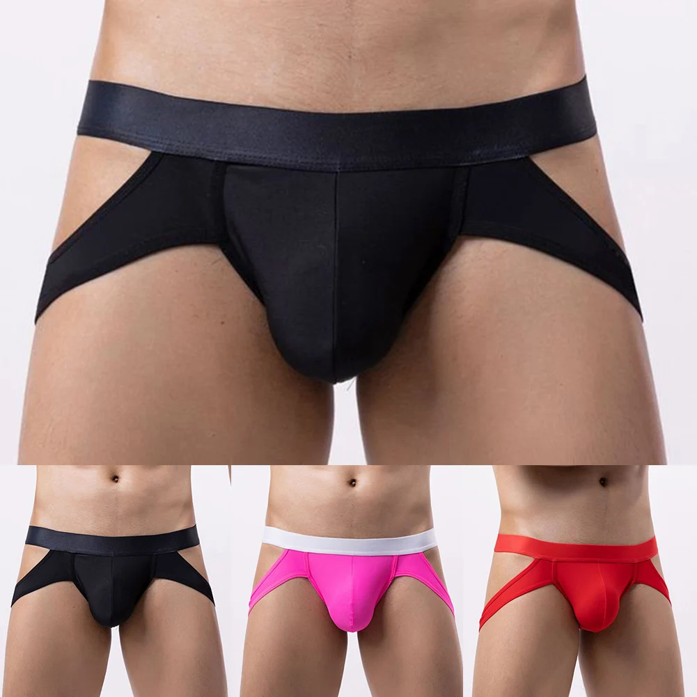 Sexy Men Jockstrap Briefs Soft U Convex Pouch Lingerie Underpants Panties Thong Low Waist Underwear High Elastic Bikini Slip