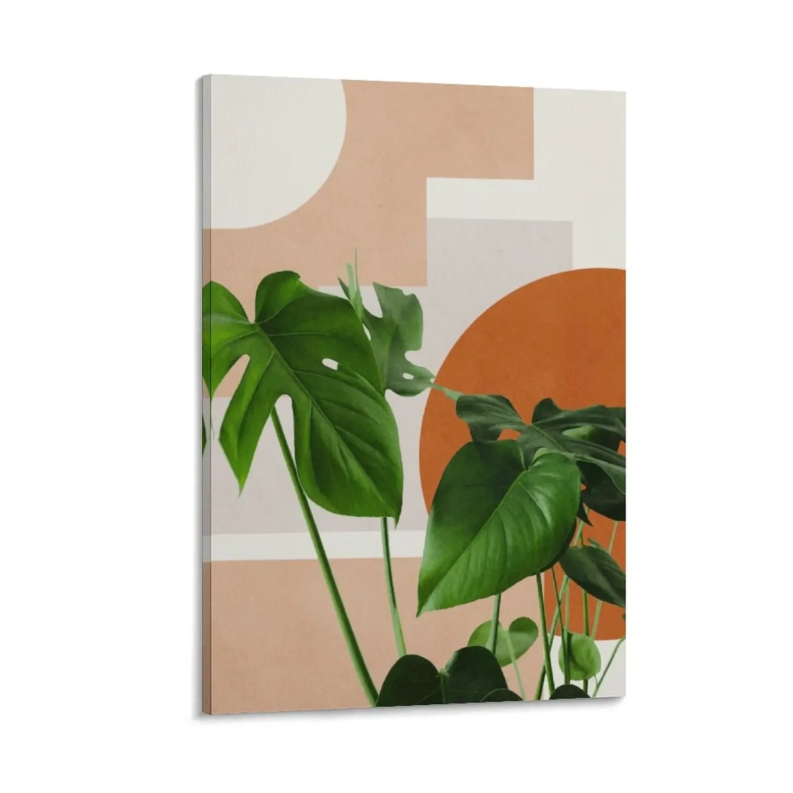

Abstract shapes art, Tropical monstera leaves, Mid century modern art Canvas Painting bedrooms decor room decor wall decor