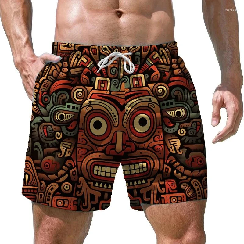 3D printed Funny Patterns Men's Beach Shorts Classic Retro Trendy Street Style Short  Pants Daily Outdoor Elastic Waist Clothing