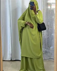 Conjunto de oração Jilbab de duas peças para mulheres, roupão kaftan muçulmano, Khimar longo, roupas Ramadan, vestido manga batwing, roupas islã Turquia e Turquia