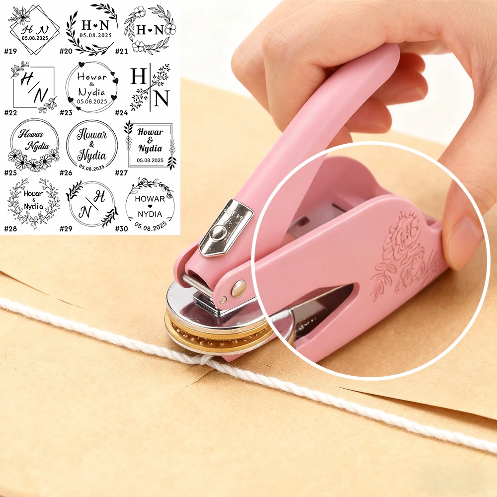 

Shiny Color Embosser Stamps Custom Initial Letter Personalized Logo Design Embossing Stamp for DIY Book Wedding Envelope Card