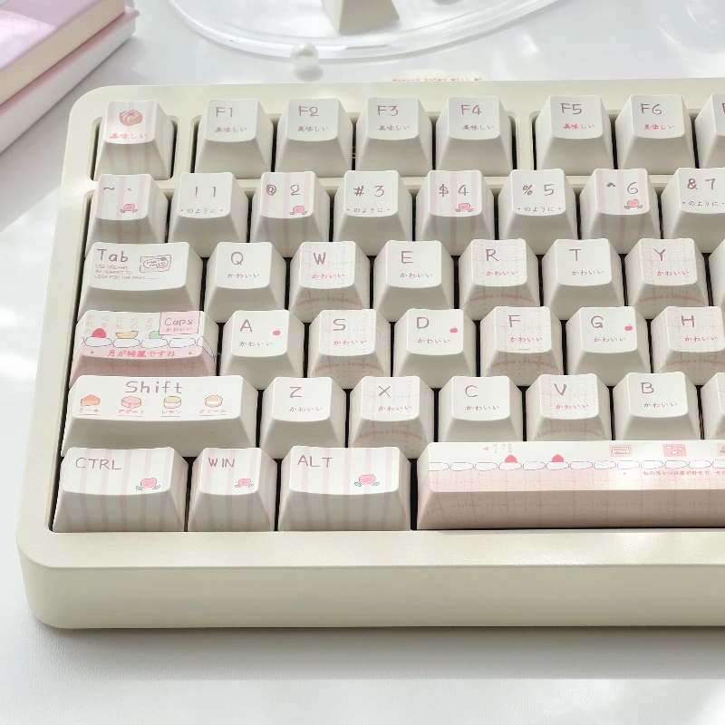 MiFuny Sweet Collection Theme Keycaps Japanese PBT Dye Cherry Profile Custom Pink Key Caps for Mechanical Keyboard Game Gift