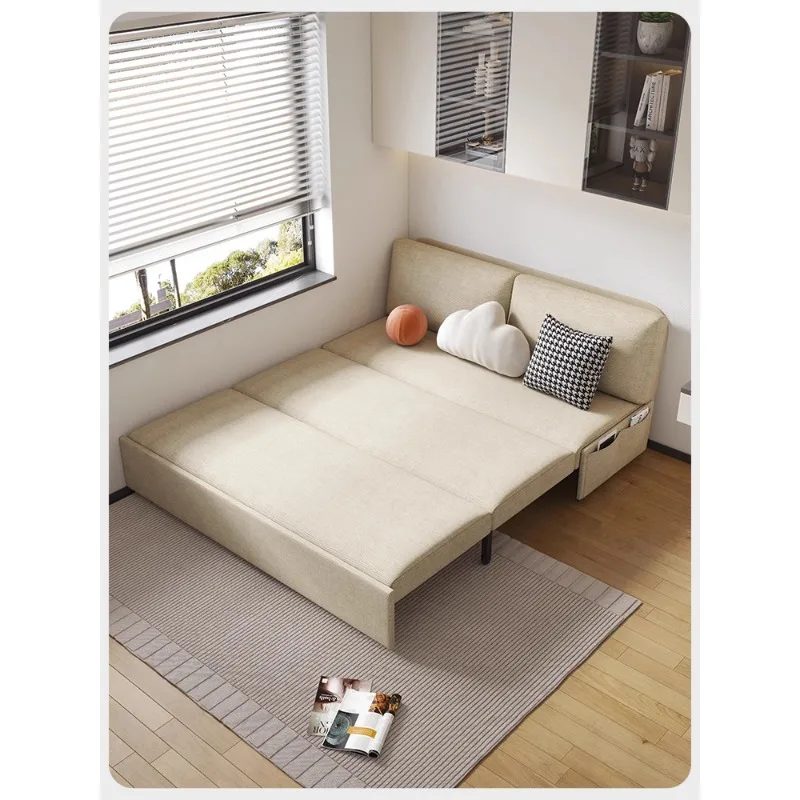 Fold-out sofa bed, technical cloth double can be stored in a small apartment, no armrests, multi-functional living room, sitting