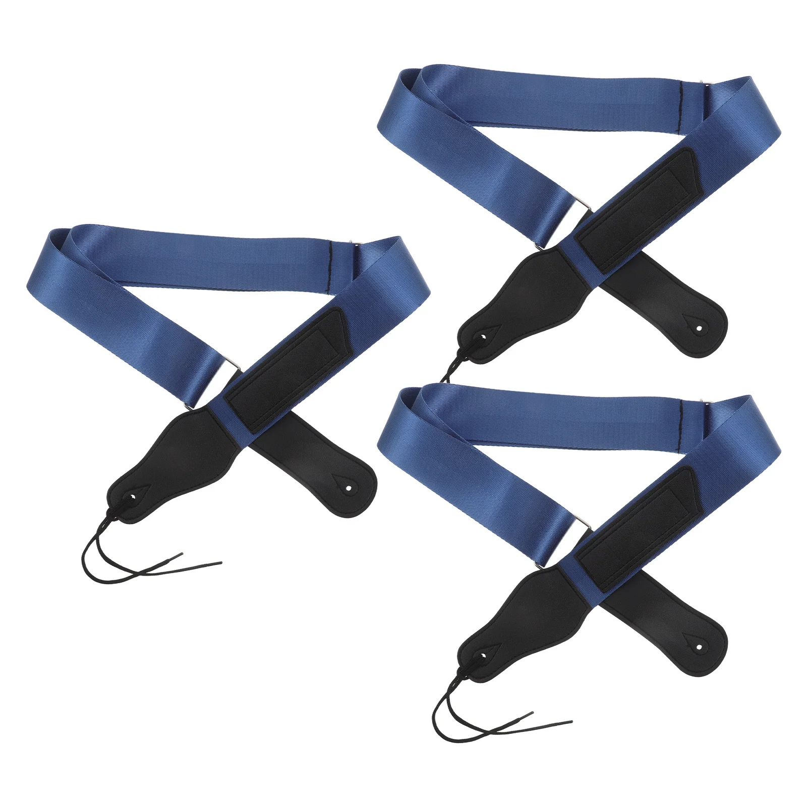 

3Pcs Wide Guitar Strap for Electric Guitar Blue PU Adjustable with Pick Organizer Ideal for Long Playing Sessions Adults