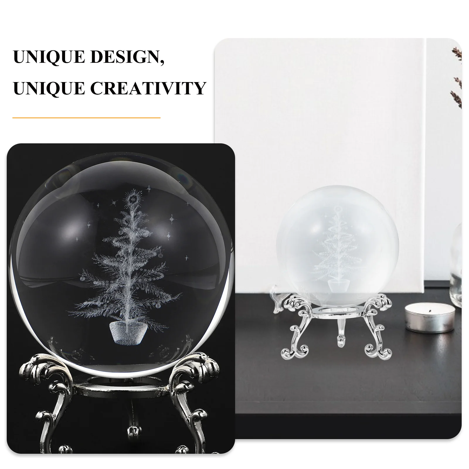 

1Pcs 3D Crystal Ball Ornament Christmas Gift Stylish Elegant Design for Party Daily Scene Layout Home Decor 3D Crystal Ball