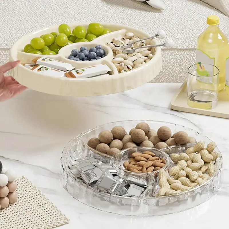 

Snack Serving Tray 4-Compartment Divided Snack Tray Multipurpose Large Serving Tray Serving Bowls Appetizer Platter For Dormitor