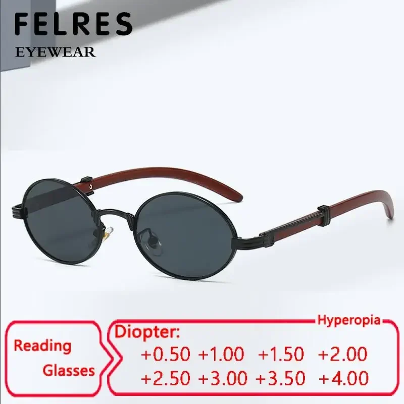 Persönlichkeit Nachahmung Holz Oval Getönte Lesebrille Frauen Männer Retro Brillen Marke Klassische Outdoor Sonnenbrille