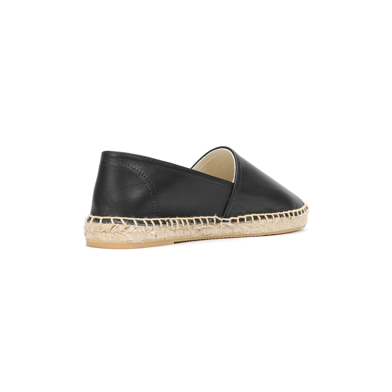 Casual Espadrilles Flat Cow Leather Shoe for Women Slip-on Rubber Ballet Flats