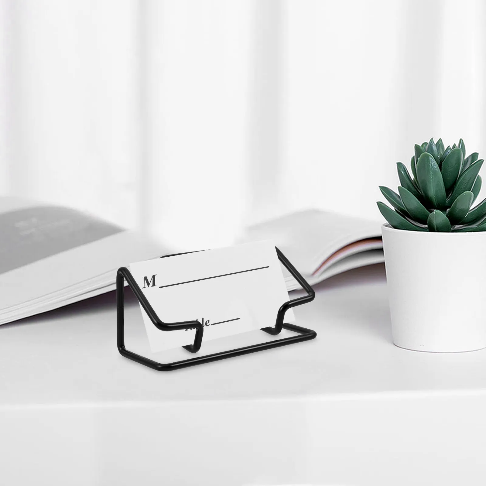 Iron Business Card Holder Desk Organizer Desktop Storage Stand for Business Greeting Cards Office Use
