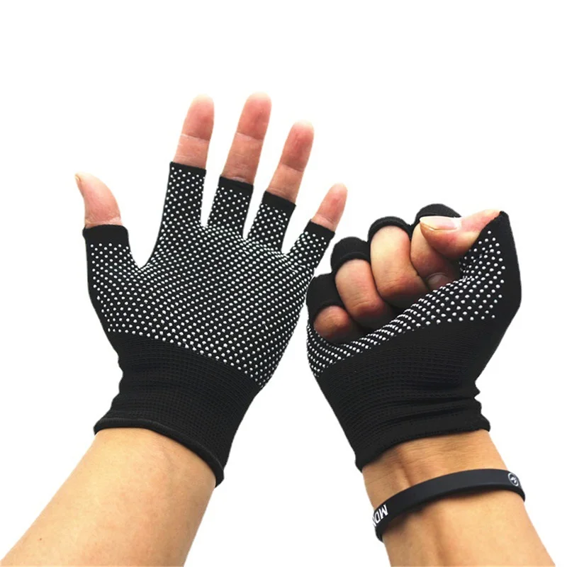 Guantes de gimnasio para hombre y mujer, guantes de medio dedo para deportes al aire libre, ejercicio de Yoga