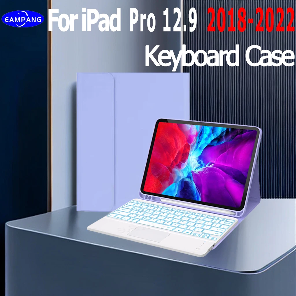 

Keyboard Case for iPad 12.9 A1876 A2229 A2378 A2436 2018 2020 2021 2022 Cover Shell Pen Slot Korean AZERT Spanish Portuguese