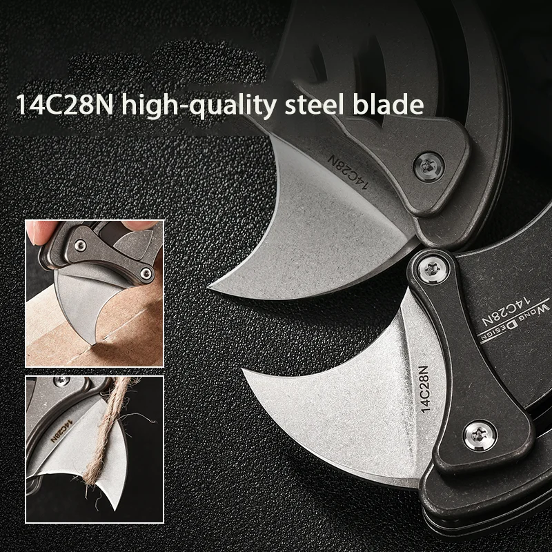 Mini faca portátil de autodefesa de titânio, faca EDC, pequena faca de arte pesada de alta qualidade de nível industrial