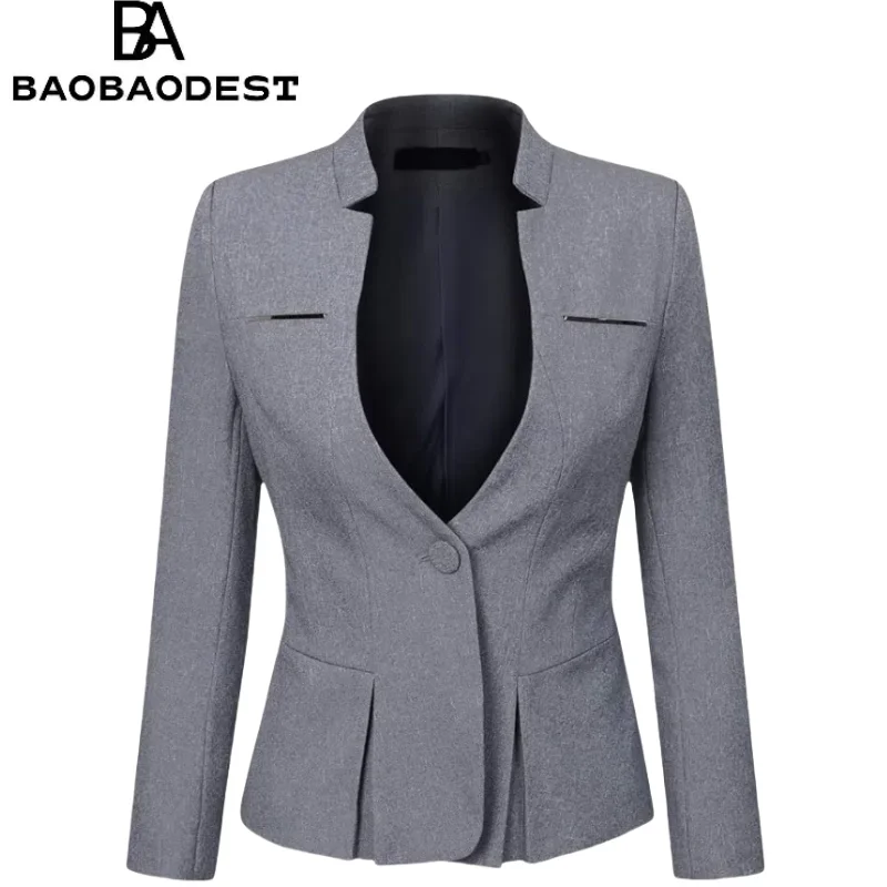 

Women's Slim Fit Blazer Jacket – Elegant Single Button Office Suit Jacket, Lightweight Stretch Summer Business Blazer for Women