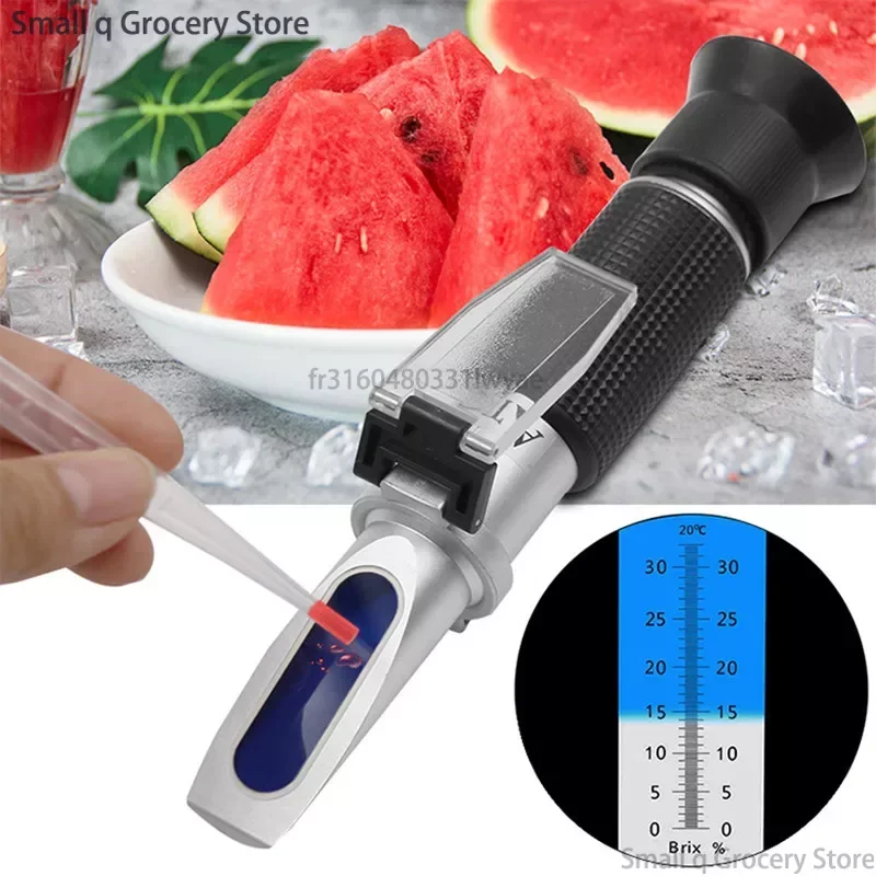 Handheld Sugar Refractometer Sugar Concentration Meter Densimeter 0-32% Brix Saccharimeter Tester Fruits Grapes ATC