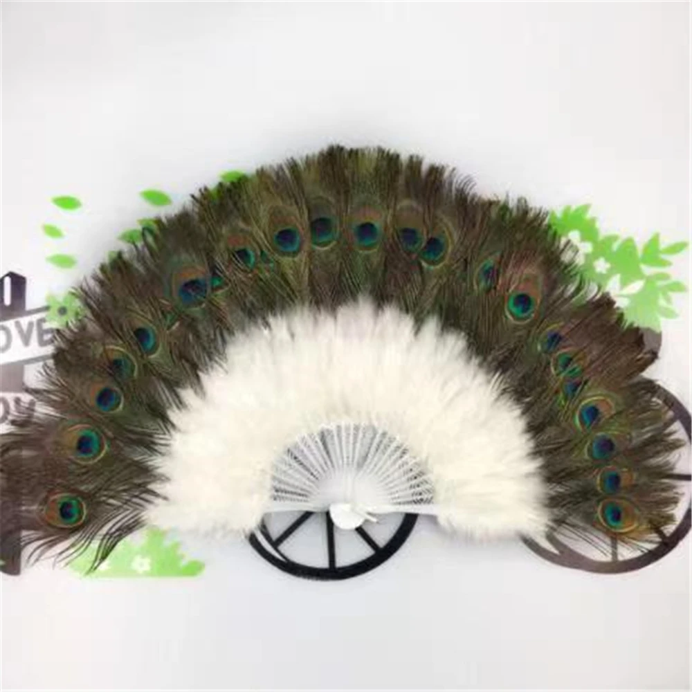 Feather Peacock Fan Wedding Showgirl Dance Performance Props Large Peacocks Feathers Folding Hand Held Fan Wall Decorative Fans