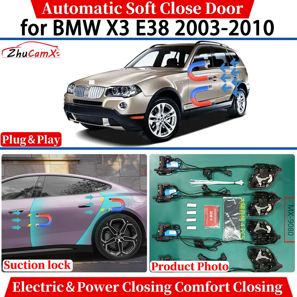 

Система автоматического плавного закрывания дверей ZhuCamX для BMW X3 E38 2003-2010: электрический доводчик с функцией комфортного закрывания и бесшумной блокировкой.