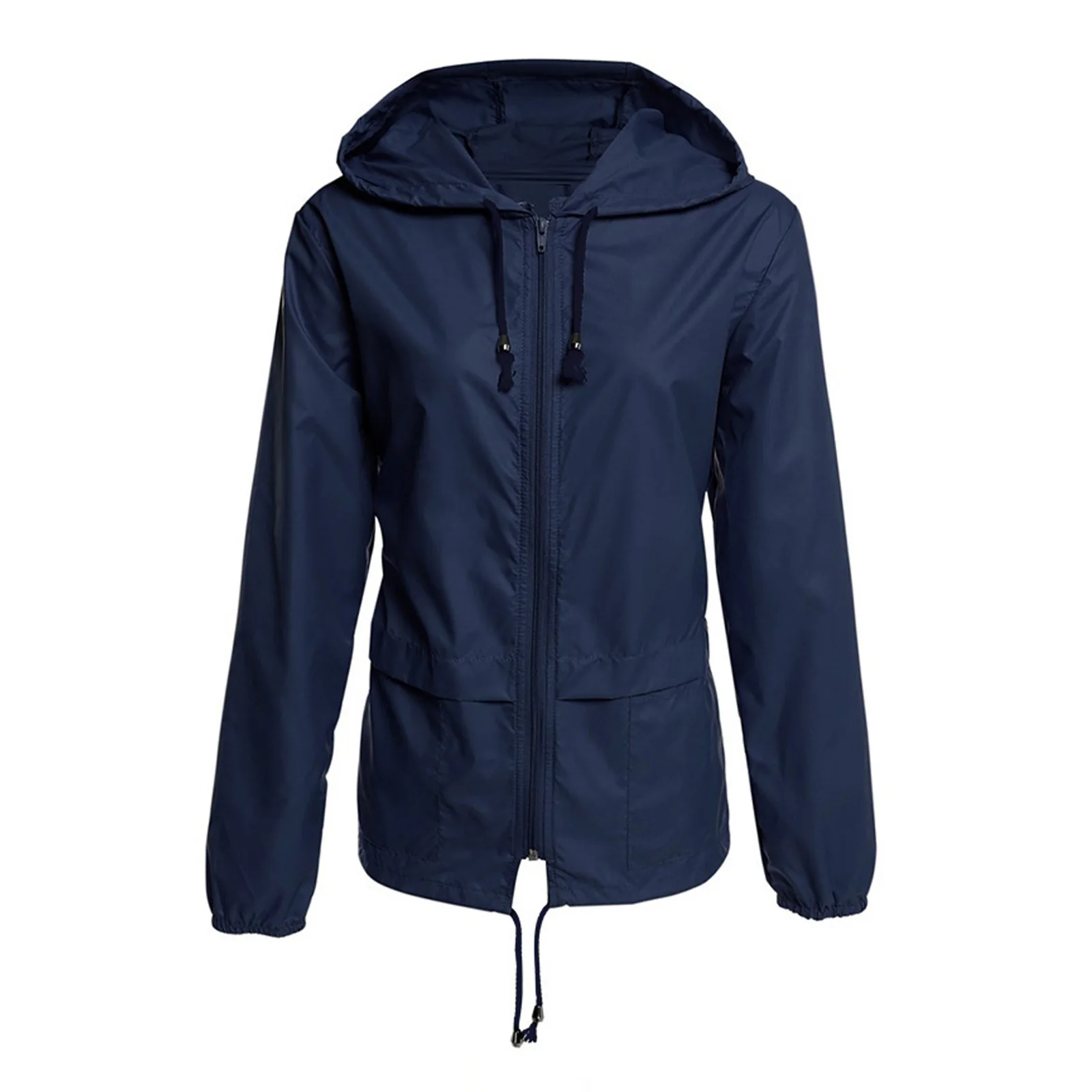 

Womens Lightweight Hooded Jackets Waterproof Windproof Front Zip Long Sleeve Outerwear for Hiking Trekking Daily Casual