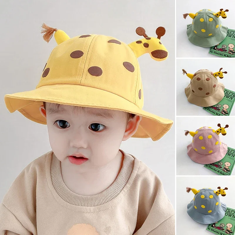 Giraffe Children\'s Fisherman Hat Summer Cute Baby Cartoon Sunscreen Fisherman Hat Outdoor Large Brim Shade Basin Hat