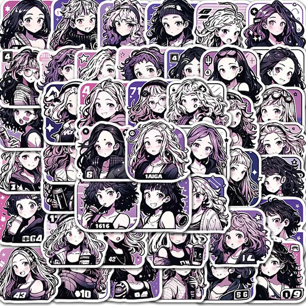 10/25/50pcs Cartoon Retro Cool Girls Stickers For Notebook Laptop Fridge Guitar Decals Kids Toys
