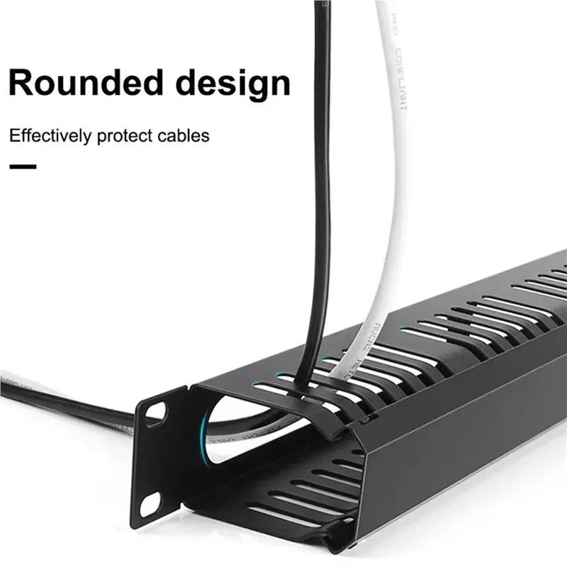 ABMI-2X 1U Network Cable Management Horizontal Mount 19 Inch Server Rack ,24 Slot Metal Finger Duct Wire Organizer With Cover,