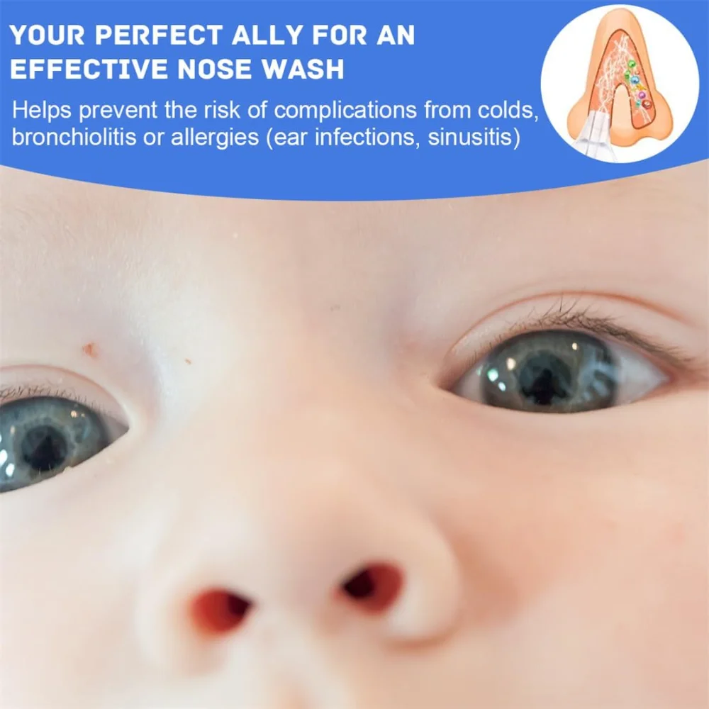 New Hot 2Pcs Portable Baby Nasal Irrigator Aspirator Infant Nose Cleaner Rinsing Device Cleanable Reusable Silicone Suction Tips